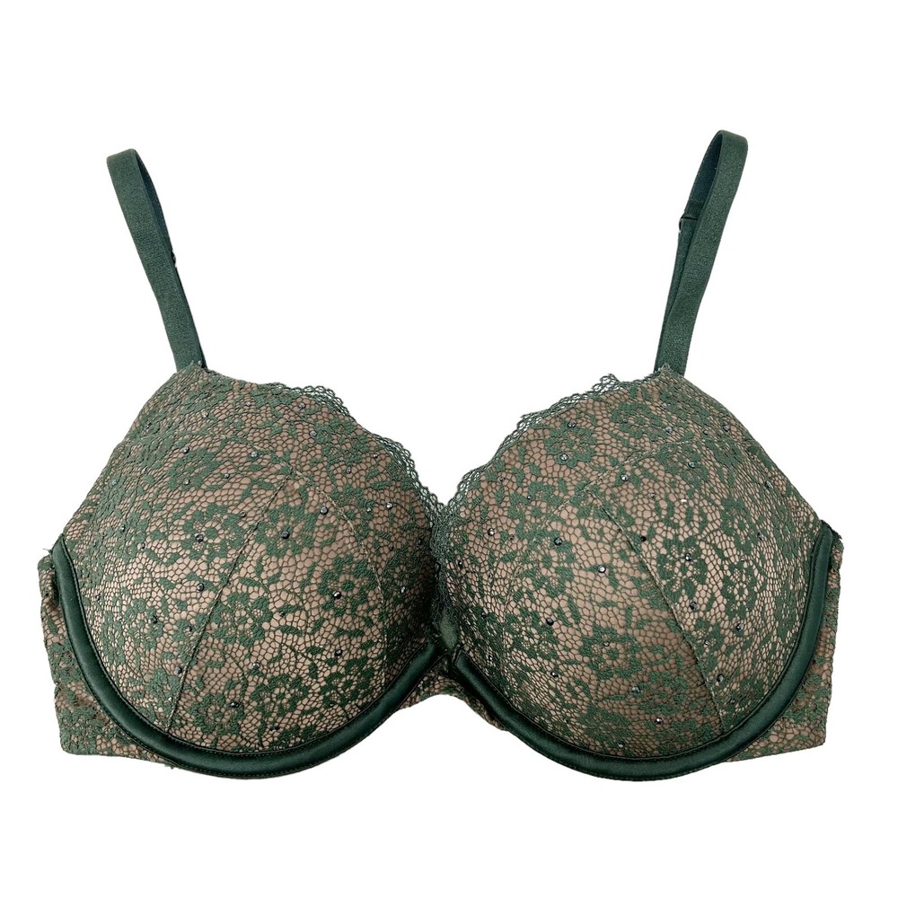 Victorias‎ Secret Push Up Bra Size 32DD Green Lace Dream Angels